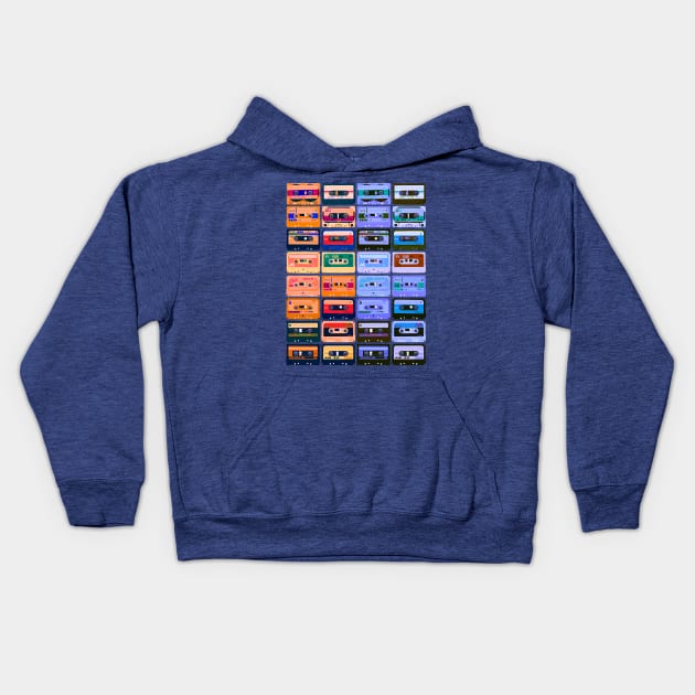 Retro Cassette Tapes Kids Hoodie by Scar